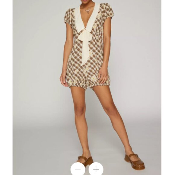 Kimchi Blue Pants - Kimchi Blue Urban Outfitters Romper Giovanna Collared Gingham Women's Small New